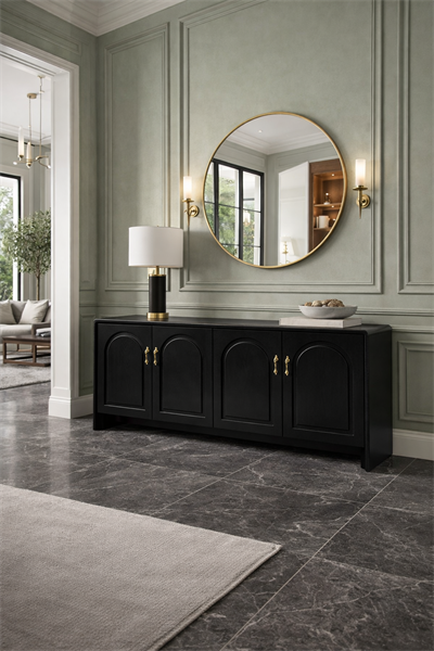 Arka Serisi Kemer Kapaklı Ahşap Konsol – Klasik Çizgili Salon Konsolu – 190 × 43 × 84 cm