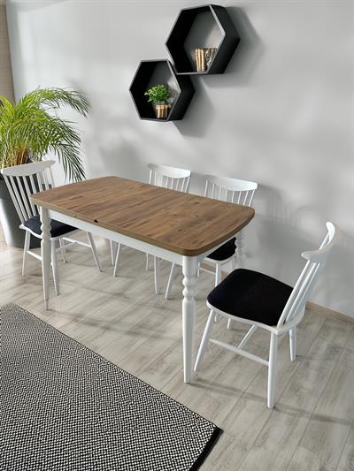 Armada Ahşap Naturel Renk Çizilmez Açılır Dikdörgen Masa Takımı 127x70 Cm - 4 Adet Ahşap Sandalye Bohem & İskandinav Şık Tasarım