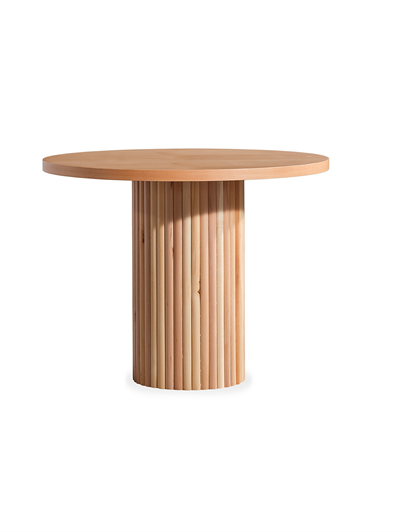 Melodi Naturel Renk Ahşap Yuvarlak Masa Takımı 120x120 cm - 4 Naturel Hazeranlı Sandalye Bohem & İskandinav Şık Tasarım