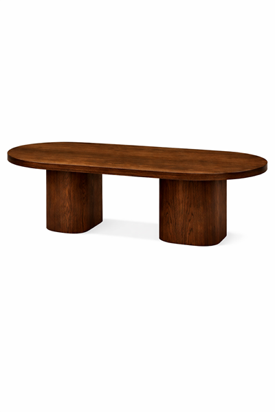 Arvento Oval Ahşap Yemek Masası – Silindir Ayaklı Modern Masa – 180 × 90 × 70 cm