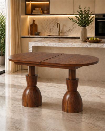 Arvion Açılır Oval Ahşap Yemek Masası