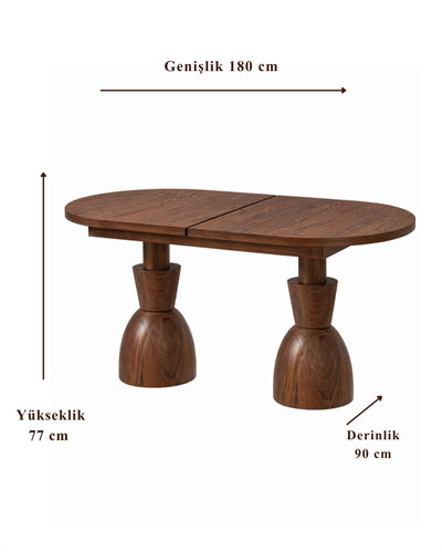 Arvion Açılır Oval Ahşap Yemek Masası