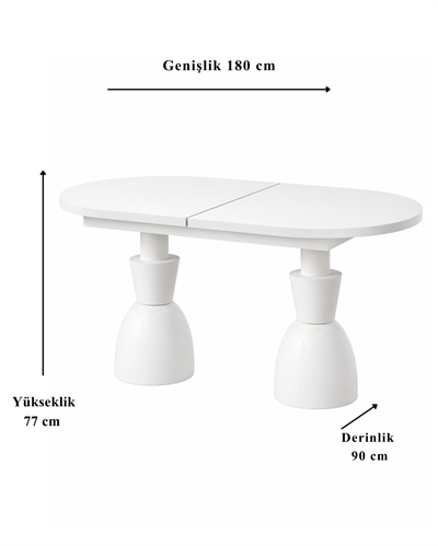 Arvion Açılır Oval Ahşap Yemek Masası