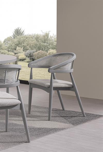 Asos Doğal Ahşap Masa Takımı Gri Renk 100x100 Cm - 4 Adet Sandalye Bohem & İskandinav Şık Tasarım