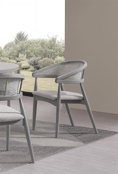 Asos Doğal Ahşap Masa Takımı Gri Renk 90x90 Cm - 4 Adet Sandalye Bohem & İskandinav Şık Tasarım