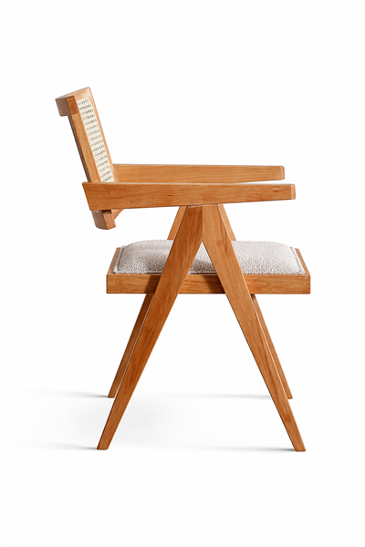 Aspendos Natural Ahşap Hazeranlı Kolçaklı Sandalye Detaylı İşçilik Modern Şık Tasarım