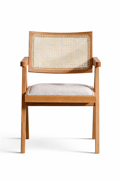 Aspendos Natural Ahşap Hazeranlı Kolçaklı Sandalye Detaylı İşçilik Modern Şık Tasarım