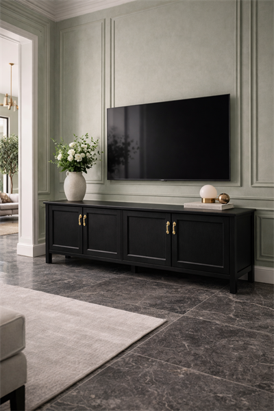 Atlas Serisi Ahşap TV Ünitesi – Geniş Depolamalı Salon TV Ünitesi – 200 × 45 × 95 cm