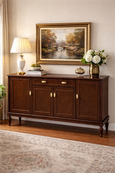 Aura Ahşap Konsol – Kapaklı Klasik Salon Konsolu – 180 × 42 × 91 cm