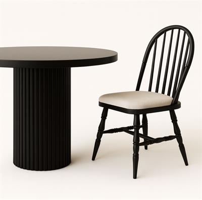 Azade Doğal Ahşap Siyah Renk Masa Takımı 100x100 Cm - 2 Adet Sandalye Bohem & İskandinav Şık Tasarım  