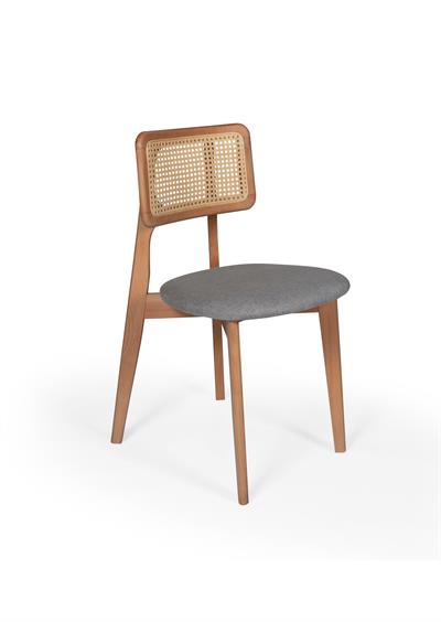 Bade Doğal Ahşap Yuvarlak Masa Takımı 100x100 cm - 4 Doğal Ahşap Naturel Hazeranlı Sandalye Modern Şık Tasarım