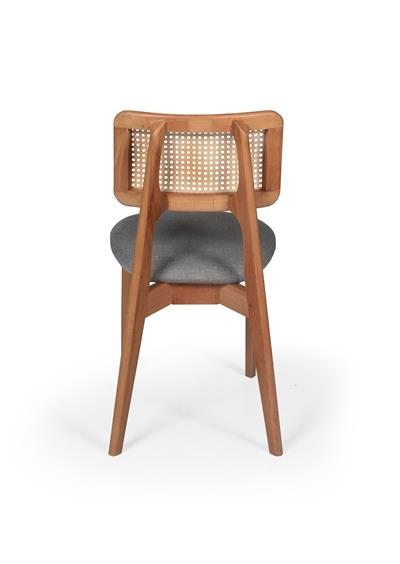 Bade Doğal Ahşap Yuvarlak Masa Takımı 100x100 cm - 4 Doğal Ahşap Naturel Hazeranlı Sandalye Modern Şık Tasarım