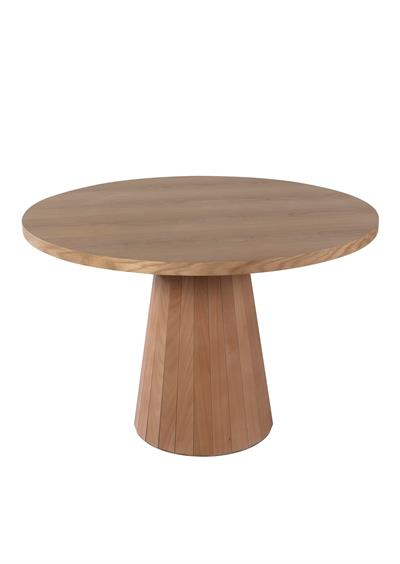 Bade Doğal Ahşap Yuvarlak Masa Takımı 100x100 cm - 4 Doğal Ahşap Naturel Hazeranlı Sandalye Modern Şık Tasarım