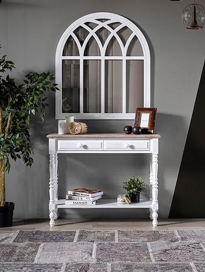 Barbery Doğal Ahşap Beyaz Renk Masif Dresuar 120x36 Cm - Modern & Şık Tasarım