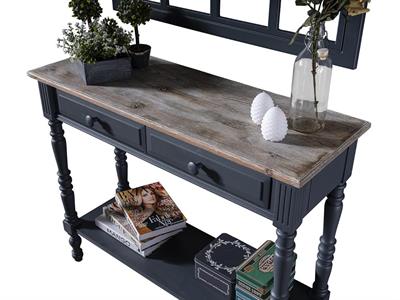 Barbery Doğal Ahşap Koyu Gri Renk Masif Dresuar 120x36 Cm - Modern & Şık Tasarım