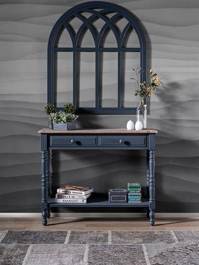 Barbery Doğal Ahşap Koyu Gri Renk Masif Dresuar 120x36 Cm - Modern & Şık Tasarım