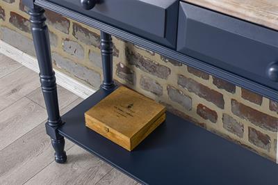 Barbery Doğal Ahşap Lacivert Renk Masif Dresuar 120x36 Cm - Modern & Şık Tasarım