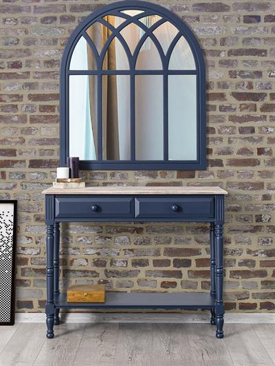 Barbery Doğal Ahşap Lacivert Renk Masif Dresuar 120x36 Cm - Modern & Şık Tasarım