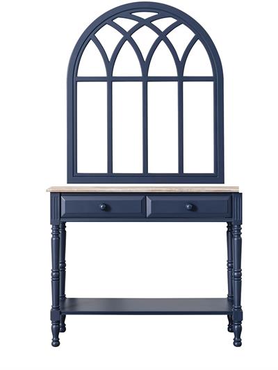 Barbery Doğal Ahşap Lacivert Renk Masif Dresuar 120x36 Cm - Modern & Şık Tasarım