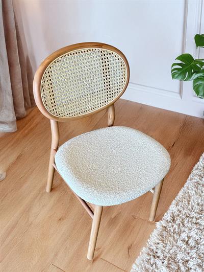 Begonya Ahşap Beyaz Tabla Naturel Ayak Oval Masa Takımı 170x90 Cm - 6 Sandalyeli Doğal Hazeranlı İskandinav Şık Tasarım 