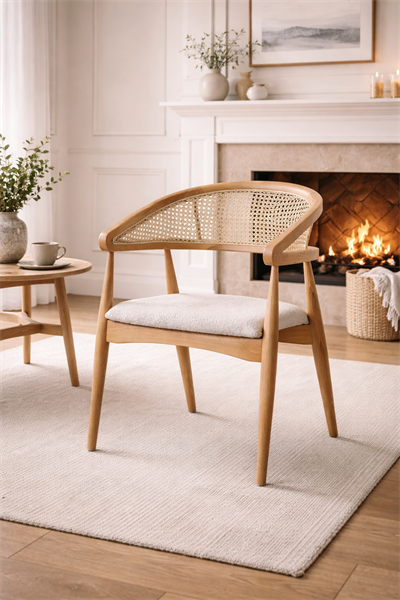 Belen Natural Ahşap Hazeranlı Kayın Sandalye Detaylı İşçilik Modern Şık Tasarım