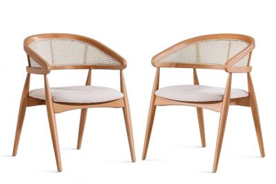 Belen Natural Kollu Kayın Sandalye – Ahşap Naturel Hazeran Detaylı El İşçiliği (2 Adet)