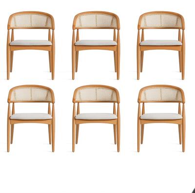 Belen Natural Kollu Kayın Sandalye – Ahşap Naturel Hazeran Detaylı El İşçiliği (6 Adet)