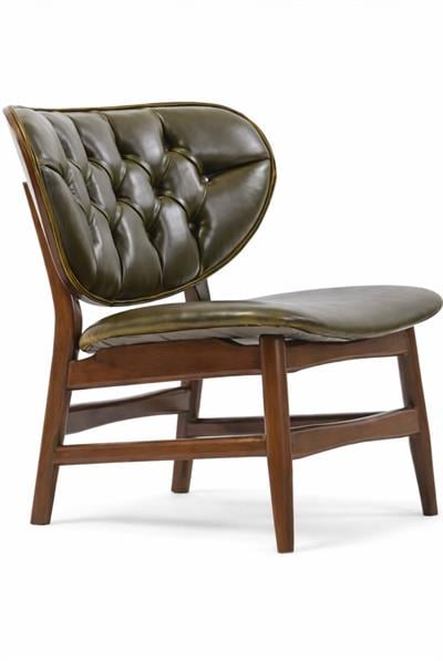 Birinci Sınıf Suni Deri Döşemeli Ahşap Berjer | Kapitoneli Tekli Koltuk