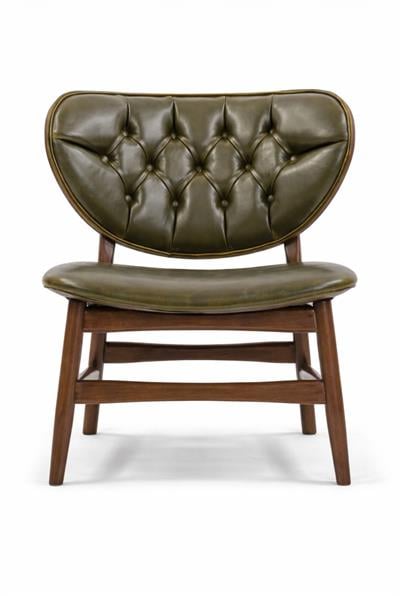 Birinci Sınıf Suni Deri Döşemeli Ahşap Berjer | Kapitoneli Tekli Koltuk