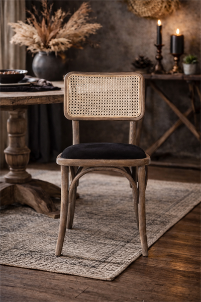 Bodwen Doğal Kayın Ahşap Krem Hazeranlı Masif Eskitme Sandalye Detaylı İşçilik Modern Şık Tasarım