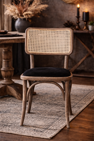 Bodwen Doğal Kayın Ahşap Krem Hazeranlı Masif Eskitme Sandalye Detaylı İşçilik Modern Şık Tasarım