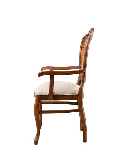 Boyne Doğal Ahşap Kayın Ceviz Renk Hazeranlı Kolçaklı Sandalye Detaylı İşçilik Modern Şık Tasarım