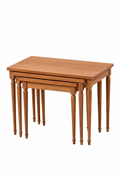 Burgu Ahşap Zigon Sehpa Seti | 64×44 cm | 51 cm
