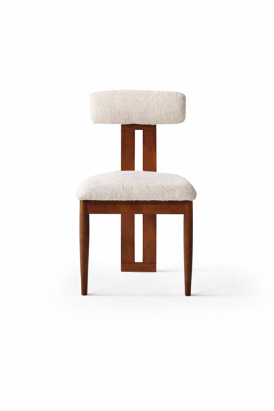 Camelia T Modeli Doğal Ahşap Döşemeli Ceviz Sandalye El İşçiliği Bohem İskandinav Tasarım