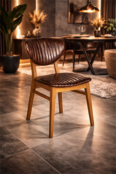 Cedro Doğal Ahşap Döşemeli Ceviz Sandalye El İşçiliği  Klasik Tarz