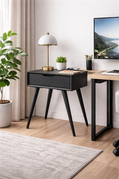 Çekmeceli Yüksek Ayaklı Komodin 50x65 cm – Modern Yatak Odası Komodini