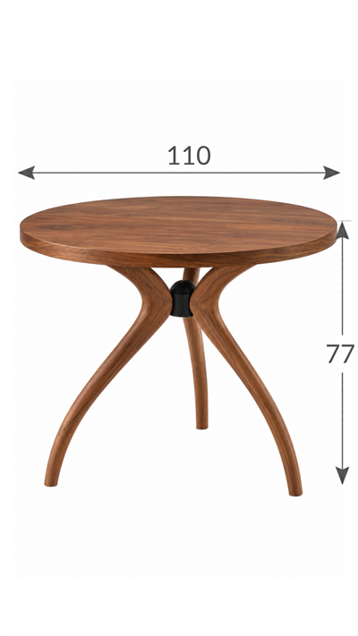 Ceviz Ahşap Yuvarlak Yemek Masası Takımı – 4 Sandalyeli | Alberohome