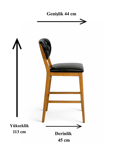 Dafne Doğal Ahşap  Döşemeli Ceviz Rustik Bar  Sandalye El İşçiliği Klasik Tarz