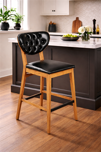 Dafne Doğal Ahşap  Döşemeli Ceviz Rustik Bar  Sandalye El İşçiliği Klasik Tarz