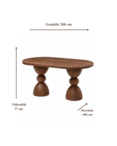 Damlera Oval Ahşap Yemek Masası