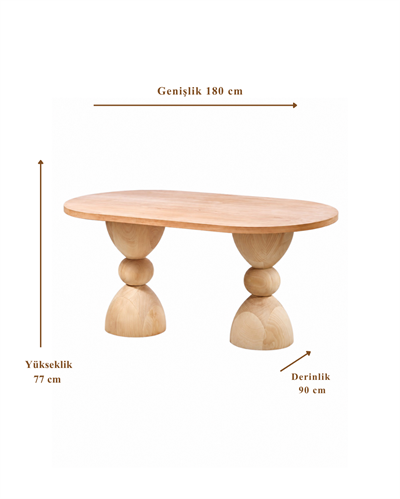 Damlera Oval Ahşap Yemek Masası