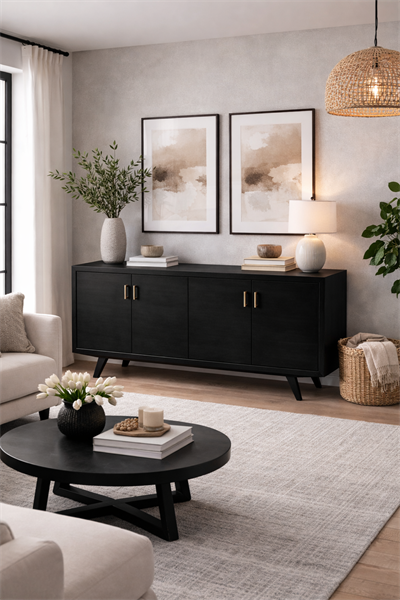 Düz Kapaklı Ahşap Konsol – Geniş Depolama Alanlı Salon ve Antre Konsolu – 200 × 52 × 90 cm