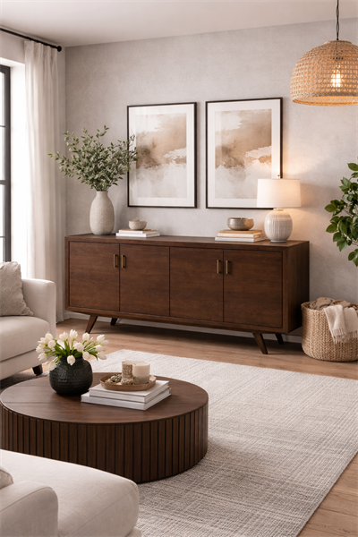 Düz Kapaklı Ahşap Konsol – Geniş Depolama Alanlı Salon ve Antre Konsolu – 200 × 52 × 90 cm