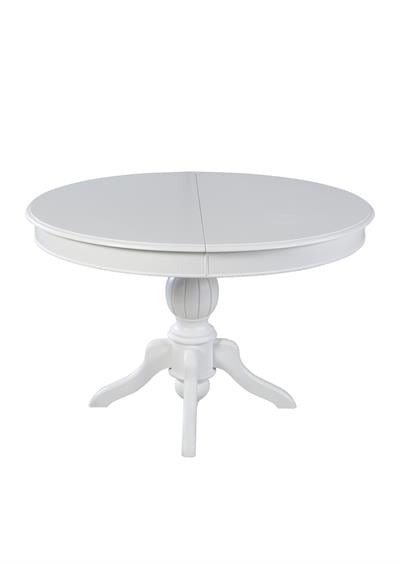 Ekol Beyaz Renk Ahşap Yuvarlak Açılır Masa Takımı 118x118 cm - 4 Beyaz Renk Hazeranlı Sandalye Bohem & İskandinav Şık Tasarım