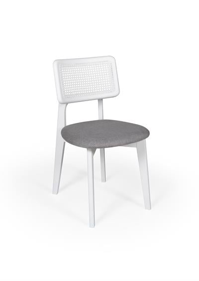 Ekol Beyaz Renk Ahşap Yuvarlak Açılır Masa Takımı 118x118 cm - 4 Beyaz Renk Hazeranlı Sandalye Bohem & İskandinav Şık Tasarım