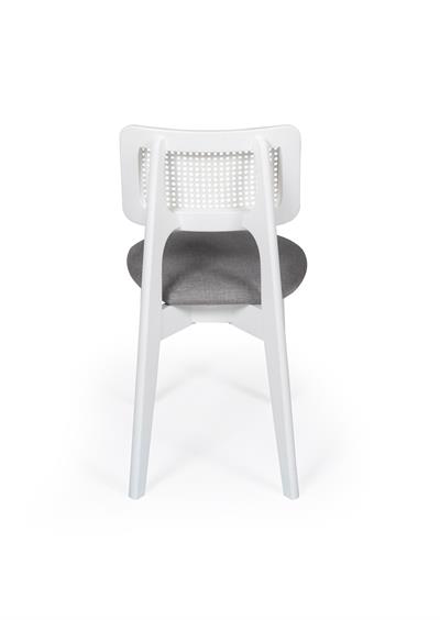 Ekol Beyaz Renk Ahşap Yuvarlak Açılır Masa Takımı 118x118 cm - 4 Beyaz Renk Hazeranlı Sandalye Bohem & İskandinav Şık Tasarım