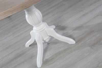 Elegant Doğal Ahşap Beyaz Ayak Yuvarlak Masa Takımı 100x100 cm - 4 Doğal Ahşap Beyaz Hazaranlı Sandalye Modern Şık Tasarım