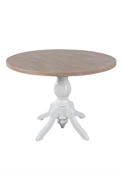 Elegant Doğal Ahşap Beyaz Ayak Yuvarlak Masa Takımı 100x100 cm - 4 Doğal Ahşap Beyaz Hazaranlı Sandalye Modern Şık Tasarım