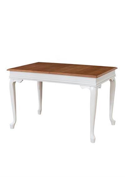 Elegante Doğal Tabla Beyaz Ayak Dikdörtgen Açılır Masa Takımı 120x80 cm - 4 Doğal Ahşap Beyaz Renk Sandalye Modern Şık Tasarım