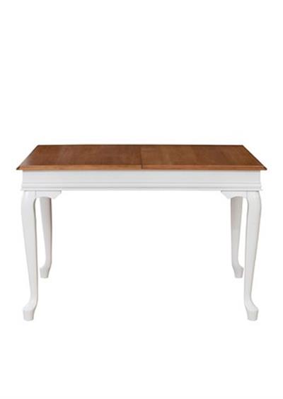 Elegante Doğal Tabla Beyaz Ayak Dikdörtgen Açılır Masa Takımı 120x80 cm - 4 Doğal Ahşap Beyaz Renk Sandalye Modern Şık Tasarım